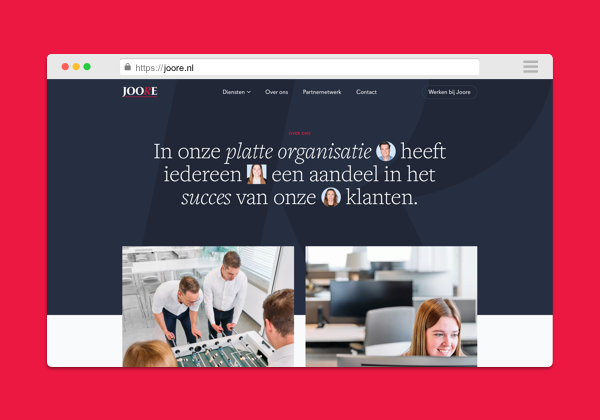 Website Joore - over ons pagina